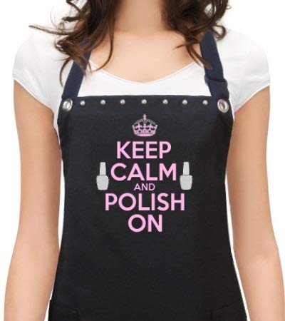 Waterproof Polyurethane Nail Technician Apron - Durable & Comfortable for Manicurists | Keep Calm Polish On | Ideal for Salon, Spa & Home Nail Care