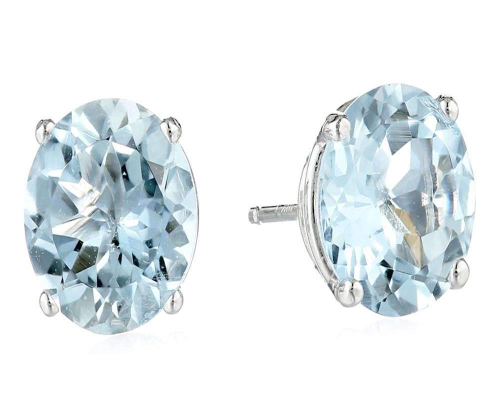 Natural & Simulated Stone Stud Earrings for Women - 925 Sterling Silver Gemstone Earrings - Hypoallergenic Dainty Jewelry - Perfect for Gifts, Parties & Everyday Wear