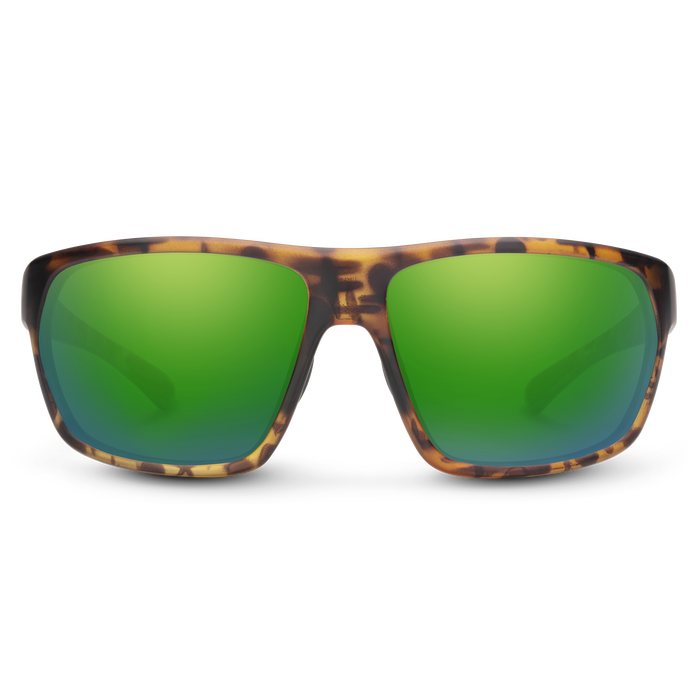 Boone Matte Tortoise Sunglasses with Polarized Green Mirror Lenses - UV Protection for Outdoor Sports & Driving