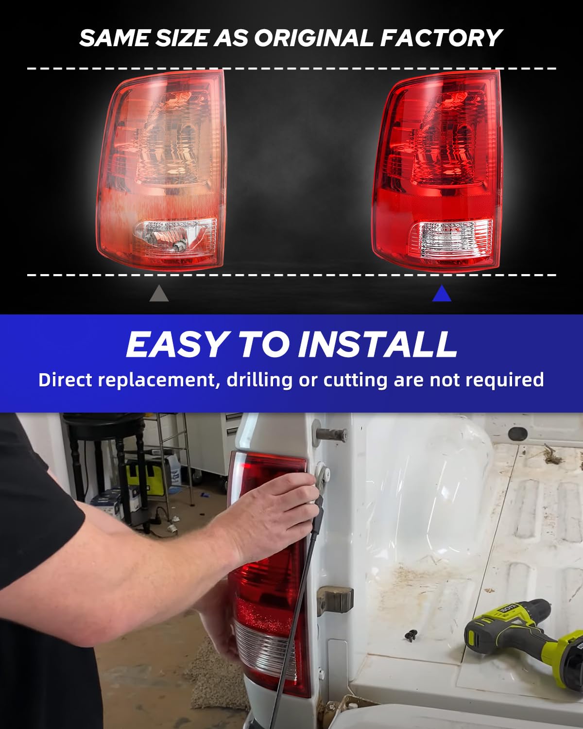 Upgraded AUTOONE Tail Lights Assembly for 2009-2018 Dodge RAM Pickup - OEM Style Rear Tail Lamp Pair (Driver & Passenger Side, Bulbs Not Included) - Perfect for Truck Upgrades, Night Driving Safety & Customization