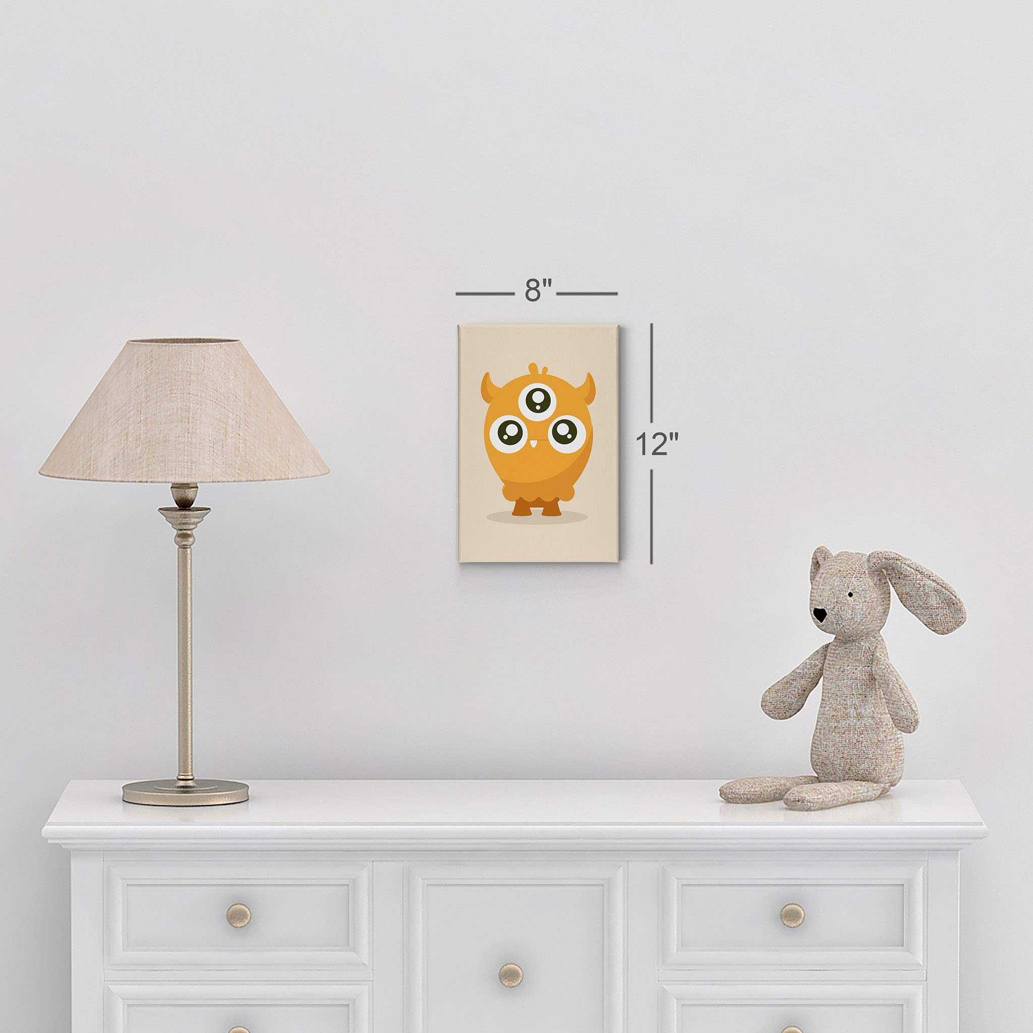 Orange Monster Canvas Print - Smile Art Design Kids Room Decor, Nursery Wall Art, Ready to Hang (28x19 Inches) - Perfect for Baby Rooms, Playrooms & Children's Bedrooms | Made in USA