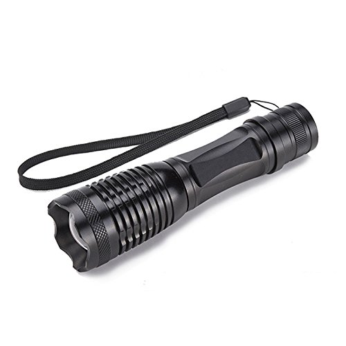 4000lm Aluminum E17 Cree XM-L T6 LED Zoomable Flashlight with AC/Car Charger & 18650 Rechargeable Battery - Perfect for Camping, Hiking, Emergency & Outdoor Adventures
