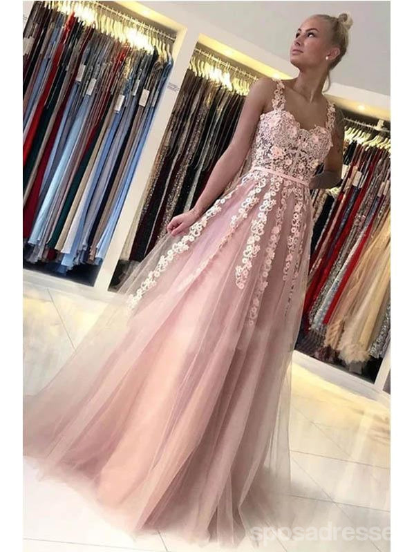 Floral Pink A-Line See-Through Long Prom Dresses for Women - Elegant Formal Gown for Homecoming, Evening Party & Special Occasions
