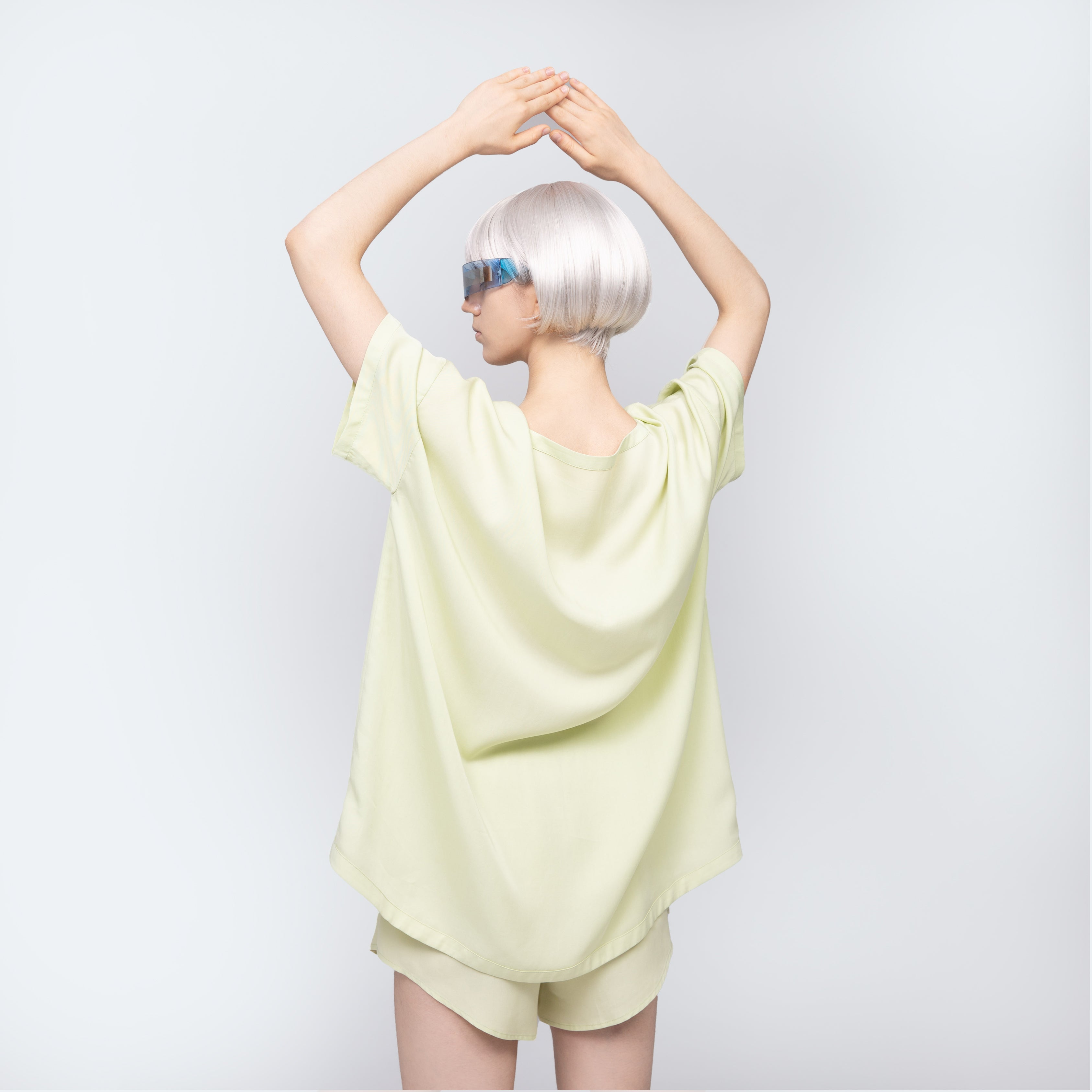 FURRFREE Pet Hair Repellent Eucalyptus Drop Shoulder Tee & Shorts Pajama Set for Dog & Cat Owners | Cozy Sleepwear for Pet Lovers | Perfect for Lounging & Cuddling with Pets
