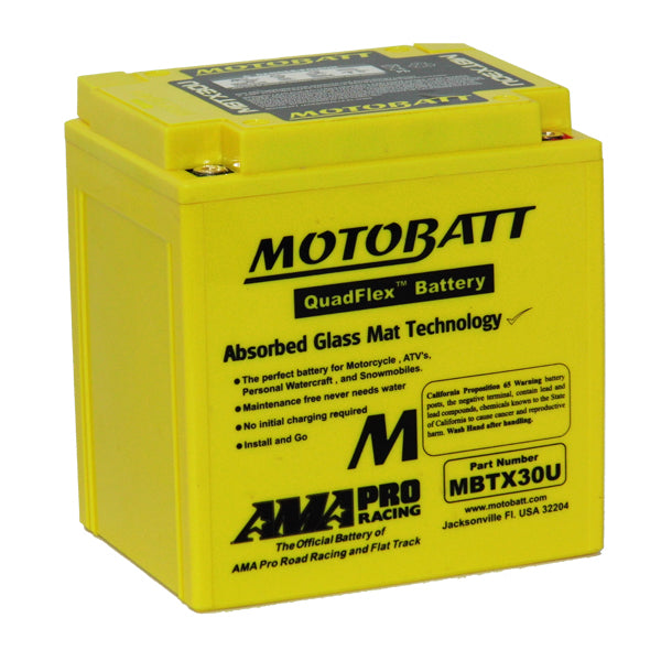 Motobatt MBTX30U 12V 32Ah AGM Motorcycle Battery - High Performance Power for Harley, Honda, Kawasaki & More - Perfect for Touring, Cruising & Off-Road Adventures