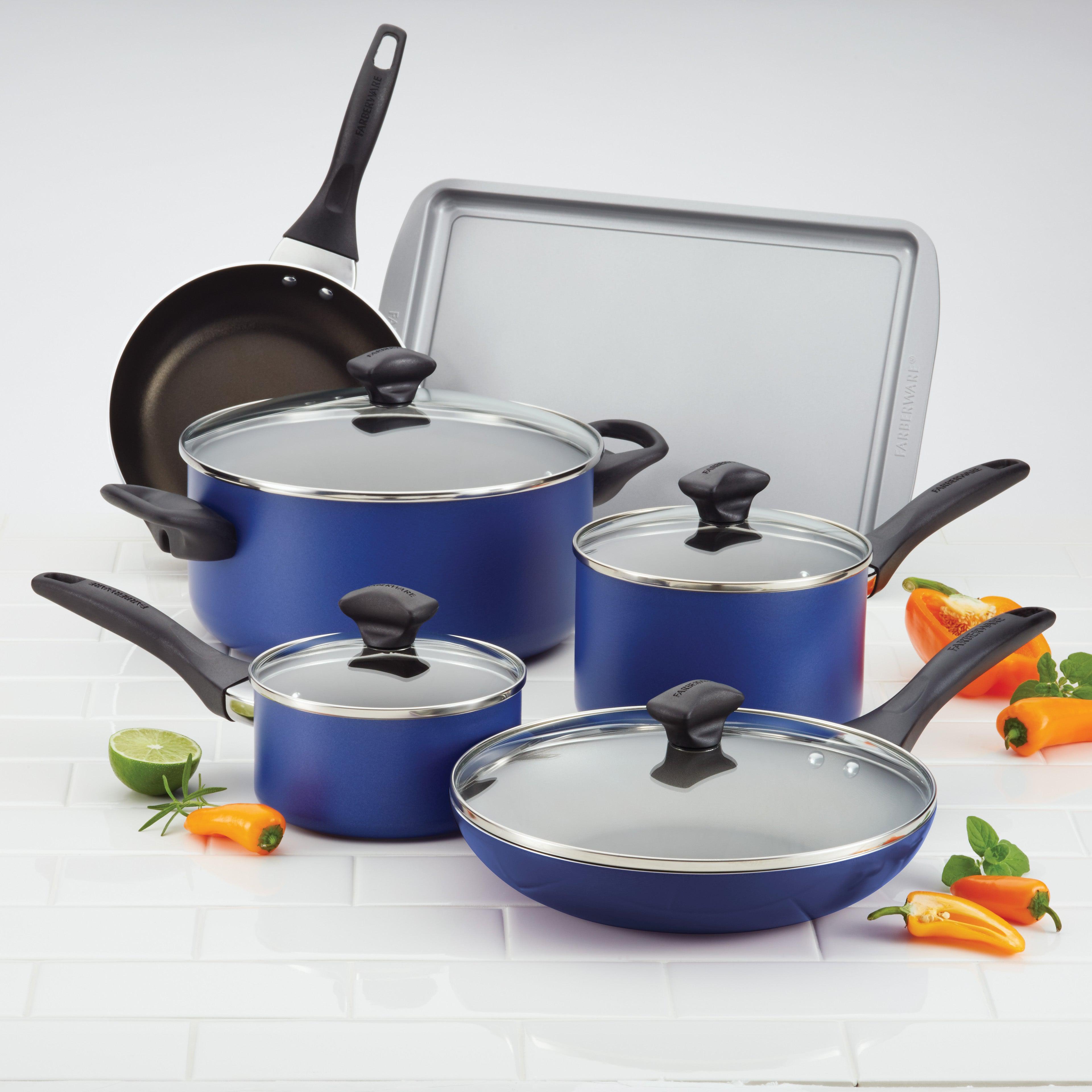 Nonstick 15-Piece Cookware Set - Dishwasher Safe & Oven Safe Pots and Pans for Easy Cooking | Perfect for Family Dinners, Meal Prep & Professional Kitchens