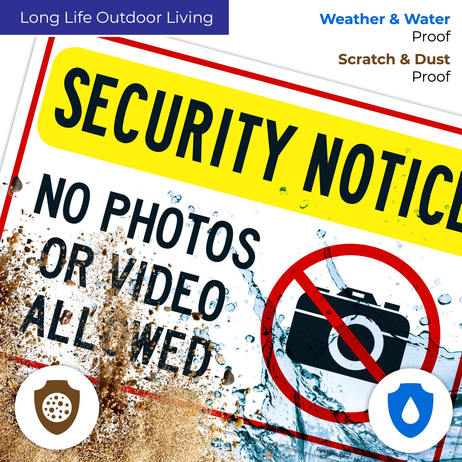 No Photos or Video Allowed Sign - 10x14 Inch Rust-Free Aluminum Security Sign - Fade Resistant for Indoor & Outdoor Use - Easy Mounting - Made in USA - Perfect for Offices, Hospitals, and Restricted Areas