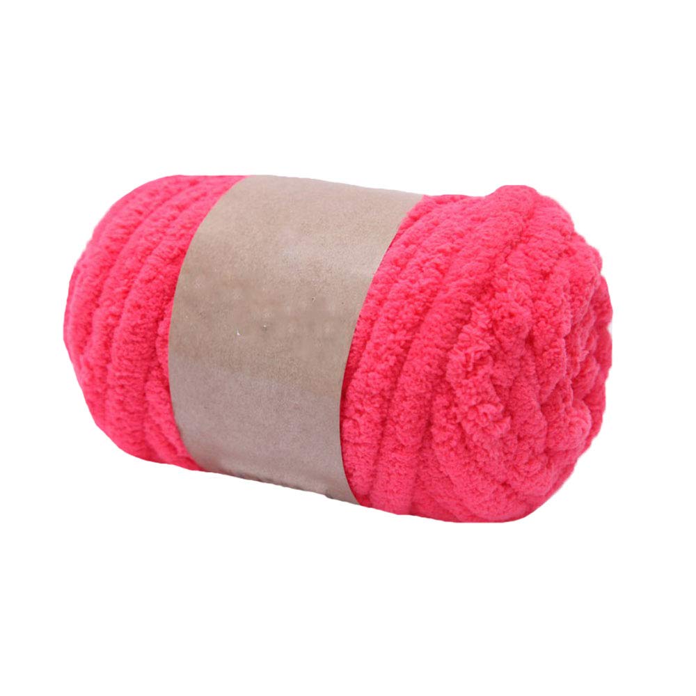 1KG Jumbo Watermelon Pink Chunky Knit Chenille Yarn - Soft Hand Knitting & Arm Knit Blanket Yarn, Vegan Chenille Yarn for DIY Pillow, Throw, Hat - Perfect for Home Decor, Baby Blankets & Cozy Winter Crafts
