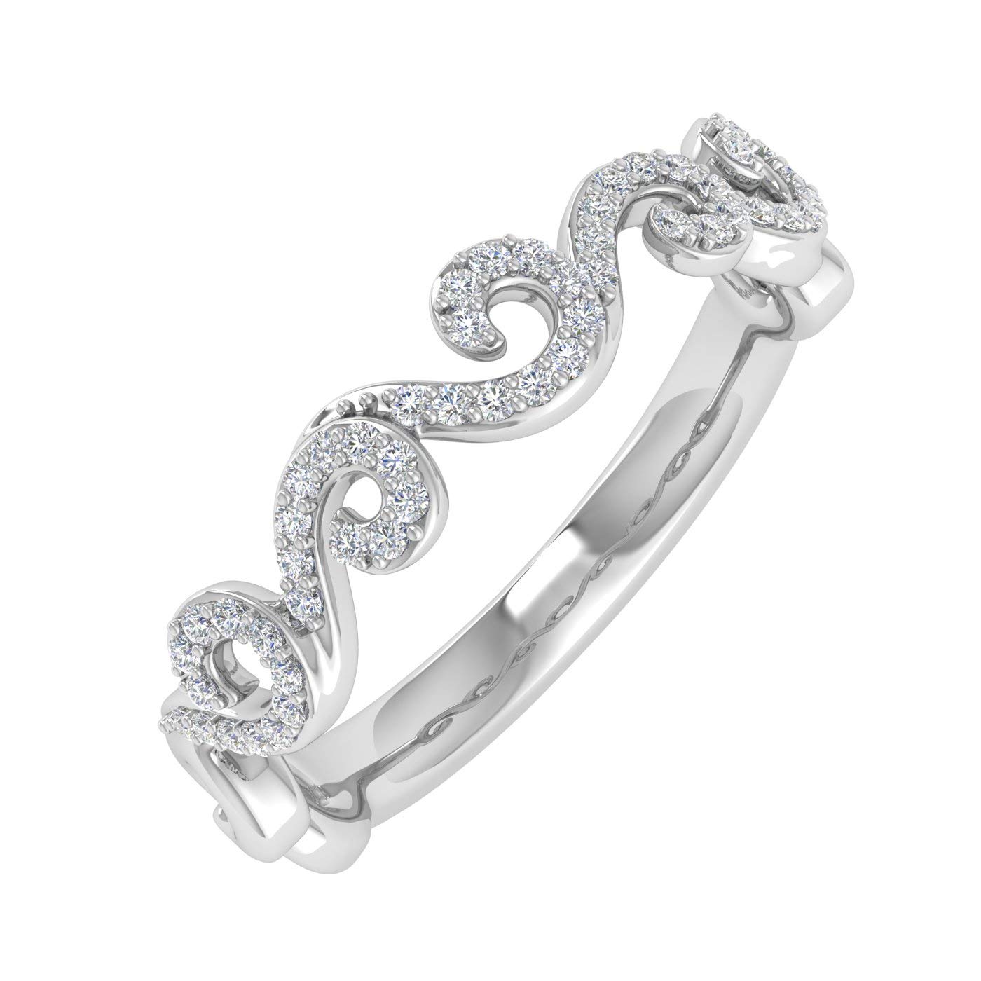 0.15 Carat Diamond Wave Wedding Band Ring in 10K Gold - Elegant Stackable Ring for Women, Perfect for Bridal, Anniversary & Everyday Wear