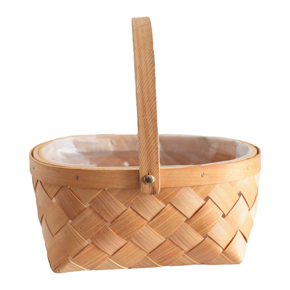 ABOOFAN 1pc Wicker Flower Basket - Elegant Wedding Flower Girl Basket, Rustic Picnic Basket & Easter Decor | Perfect for Bridal Showers, Garden Parties & Spring Celebrations