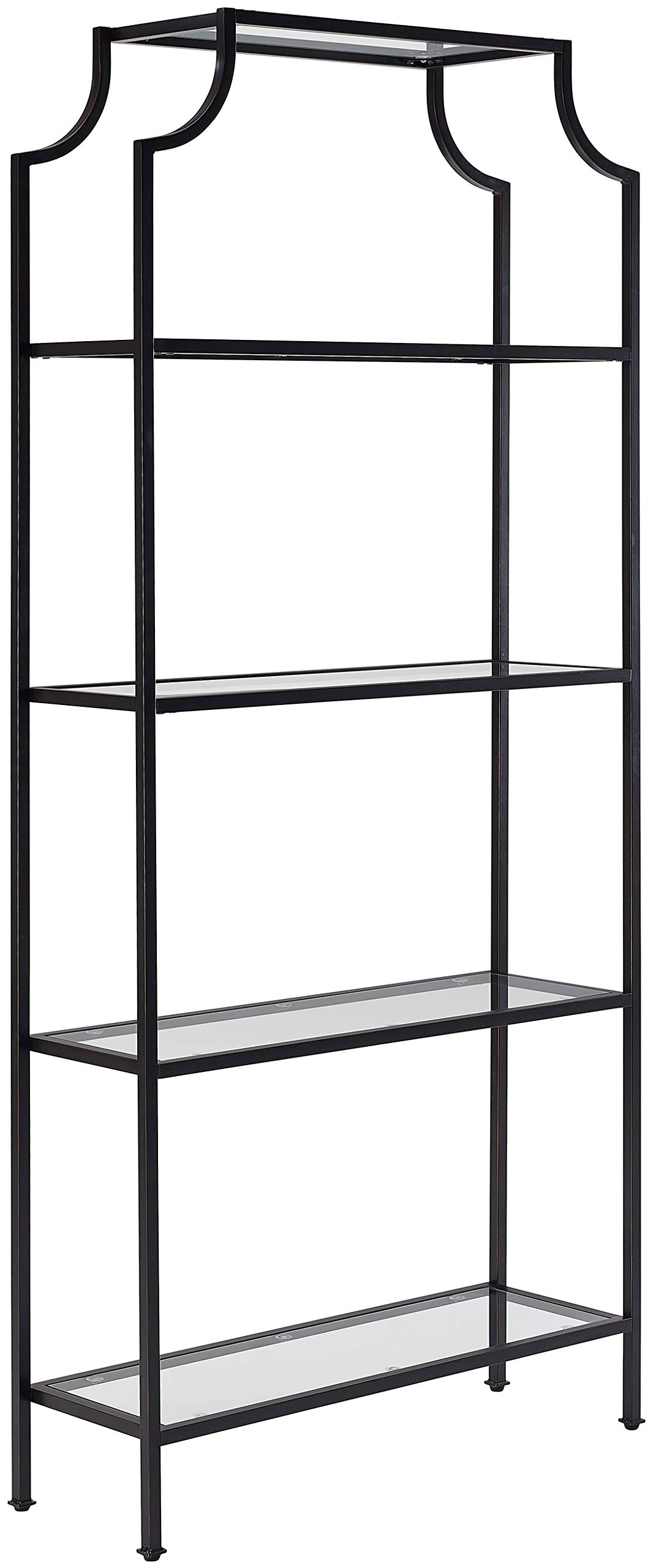 Vintage Style Aimee Bookshelf with Glass Shelves - Wooden Bookcase Storage Shelf for Living Room, Office & Bedroom - Oil-Rubbed Bronze Finish - Crosley Furniture Home Decor
