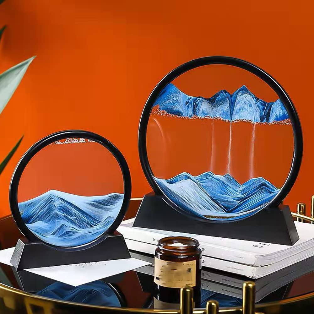 3D Moving Sand Art Picture - Deep Sea Flowing Sand Painting - Glass Sandscape Motion Hourglass Display Frame - 12 Inch Purple - Home & Office Wall Decor - Perfect for Relaxation, Meditation & Stress Relief