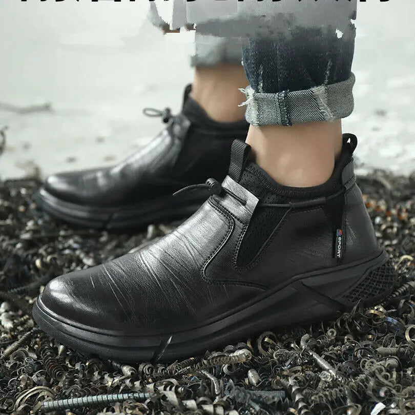 Men's Fashion Leather Safety Work Boots with Steel Toe Caps - Indestructible & Puncture Proof Protective Footwear for Construction, Warehouse & Industrial Work