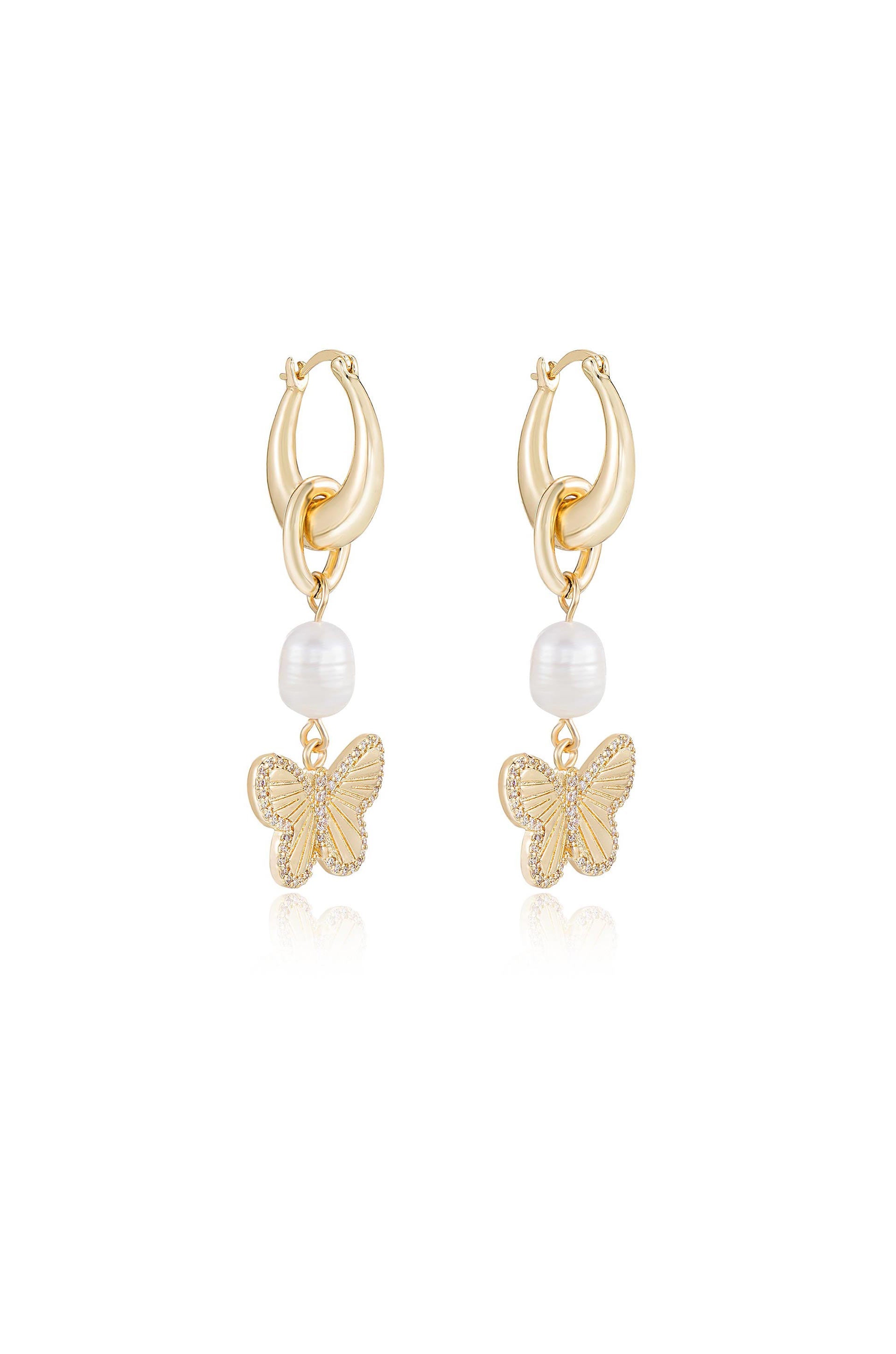 Elegant Butterfly High Pearl Drop Earrings for Women - Perfect for Weddings, Parties & Special Occasions