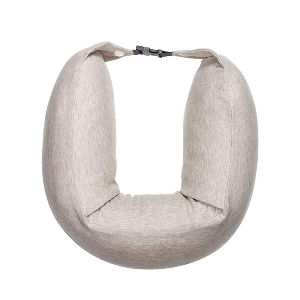 Adjustable U-Shaped Travel Neck Pillow for Airplane Sleeping - Ergonomic Neck Support Cushion for Long Flights, Road Trips & Office Naps (Beige) - Perfect for Business Travelers, Commuters & Home Use