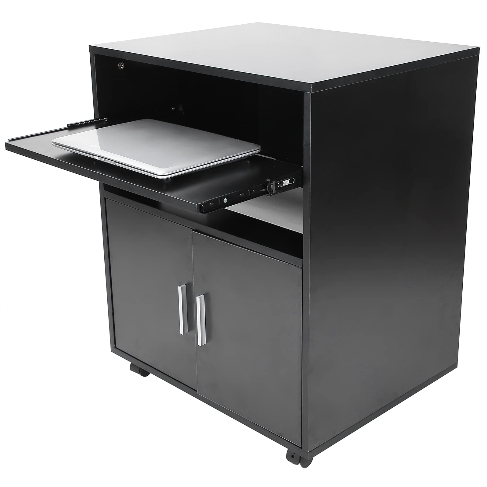 HURRISE Printer Stand with Storage - Adjustable Wooden Printer Table for Home Office & Study Room - Perfect for Organizing Printers, Scanners & Office Supplies