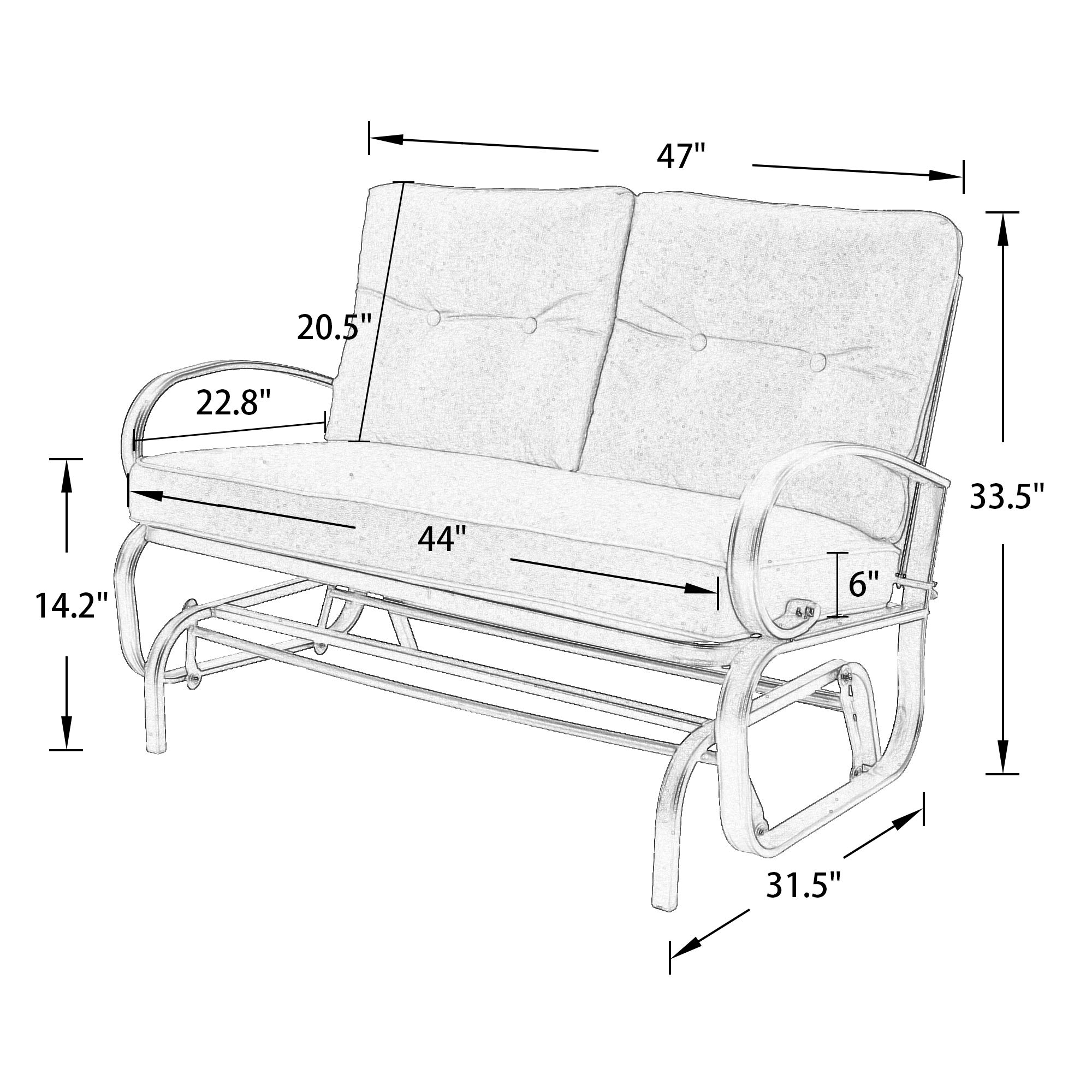 **Outdoor Patio Glider Bench Swing Chair - Comfortable Rocking Loveseat with Cushions (Navy Blue) - Perfect for Garden, Backyard, and Porch Relaxation**