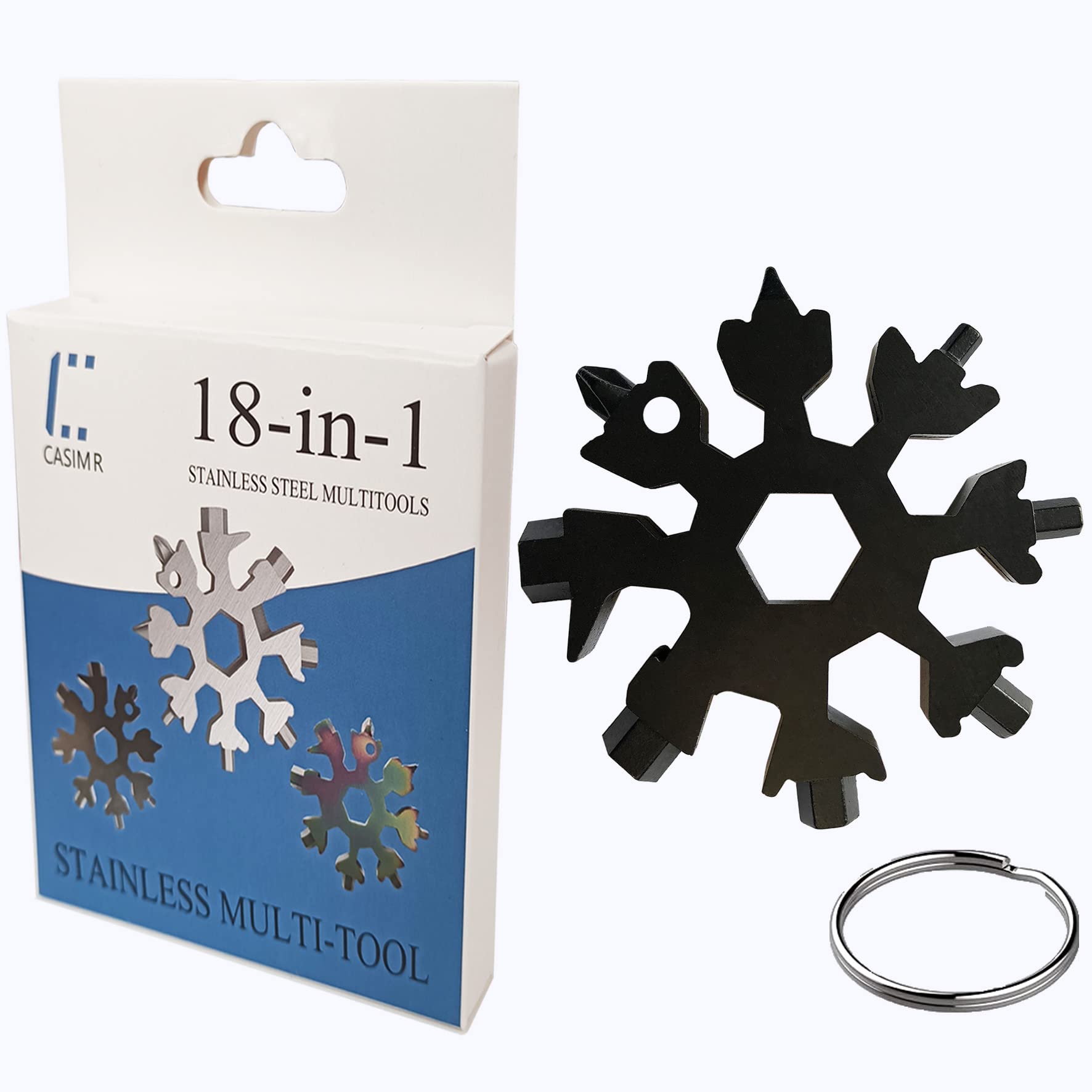 CASIMR 18-in-1 Stainless Steel Snowflake Multi Tool - Compact Portable Multitool for Camping, Hiking & Everyday Use - Perfect Christmas Gift for Men, Women, Teens & Kids - Unique Stocking Stuffer & Birthday Present for Dad