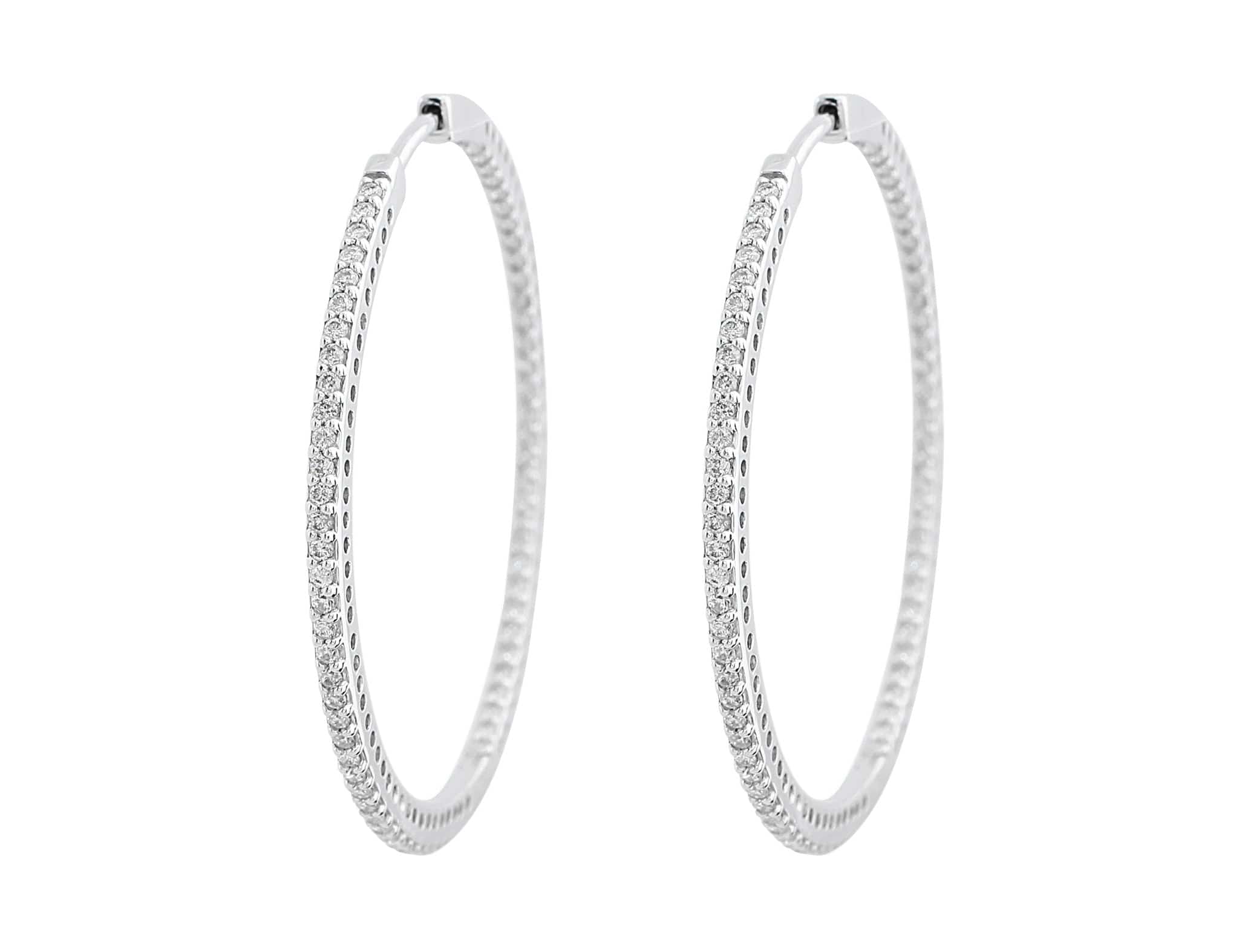 18K White Gold 1.25 Carat Diamond Hoop Earrings for Women - Elegant Dangle Earrings for Wedding, Party & Everyday Wear