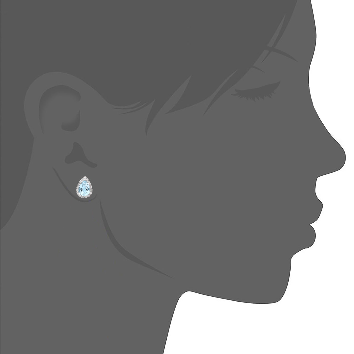9ct White Gold Blue Topaz Drop Earrings for Women with Diamond Accents – Elegant Stud Earrings by Elegano – Perfect for Weddings, Parties & Special Occasions