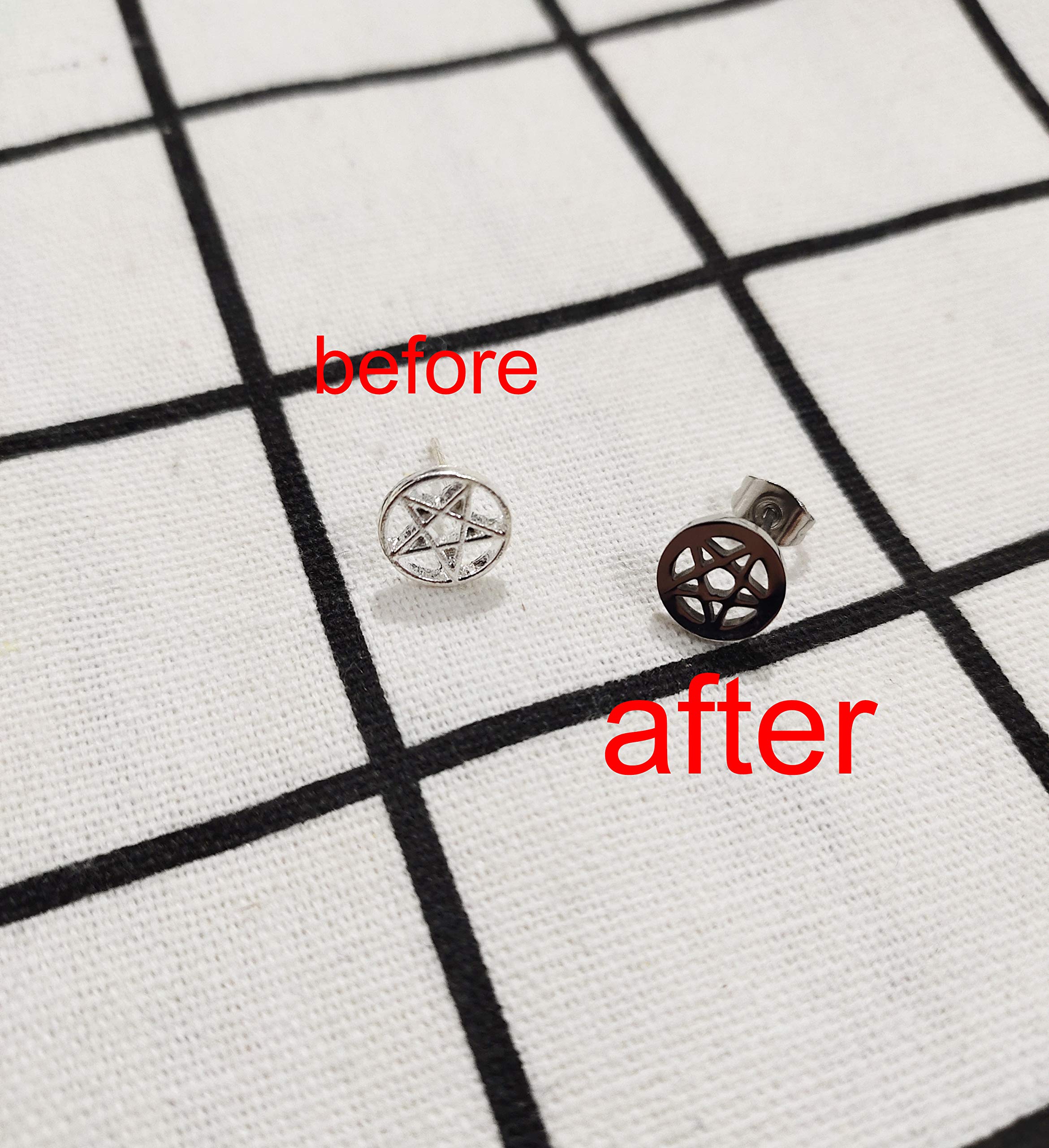 RUIZHEN Stainless Steel Supernatural Star Pentagram Pentacle Stud Earrings - Wicca Pagan Jewelry for Witchcraft, Rituals & Gothic Fashion