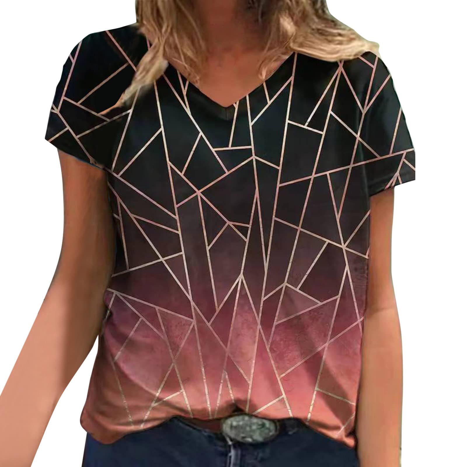 Women's Summer Blouses - Floral Print V-Neck Tank Tops & Short/Long Sleeve Shirts | Sexy Casual Navy Tops for Daily Wear, Office & Date Night Outfits