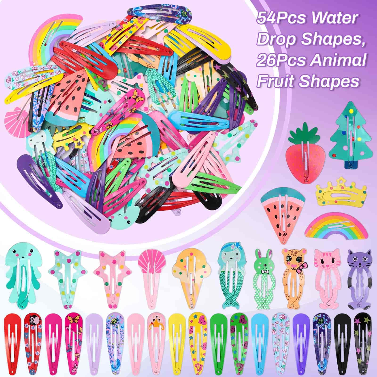 Anezus 80 Pcs Non-Slip Metal Hair Clips for Girls, Kids, Teens & Women - Snap Hair Barrettes for School, Party & Everyday Hairstyles