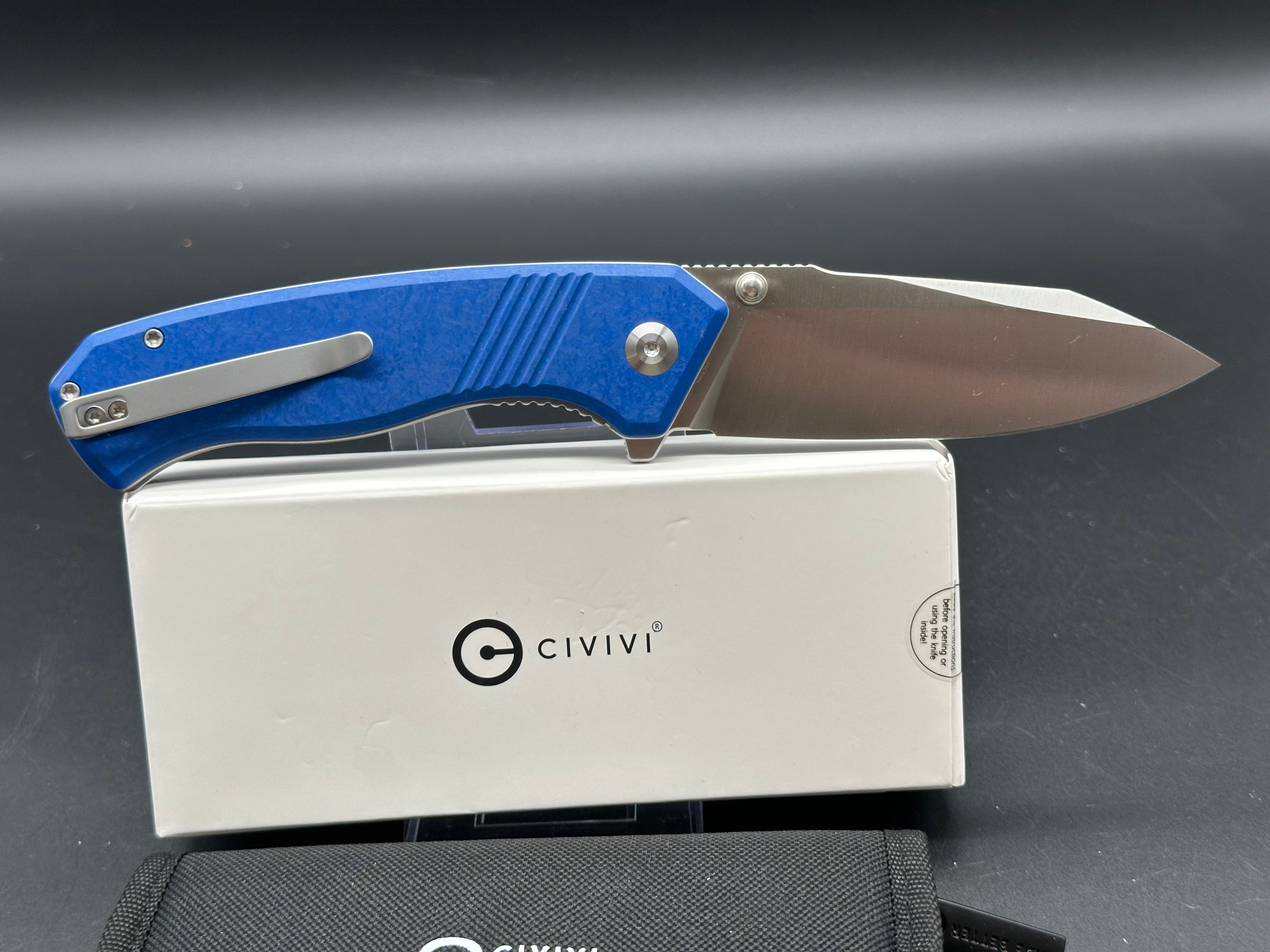CIVIVI Placoid Liner Lock Folding Knife - Blue Shredded G10 Handle, 3.7