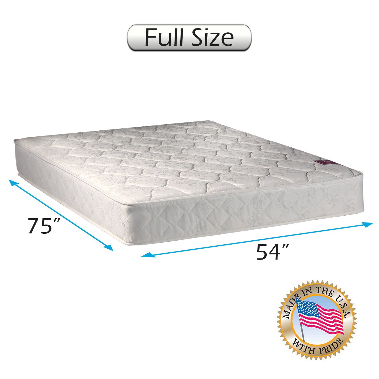 Dream Solutions USA DS USA Legacy Double-Sided Mattress with Mattress Cover Protector - Fully Assembled Orthopedic Innerspring Coil Mattress for Back Support (Full Size 54