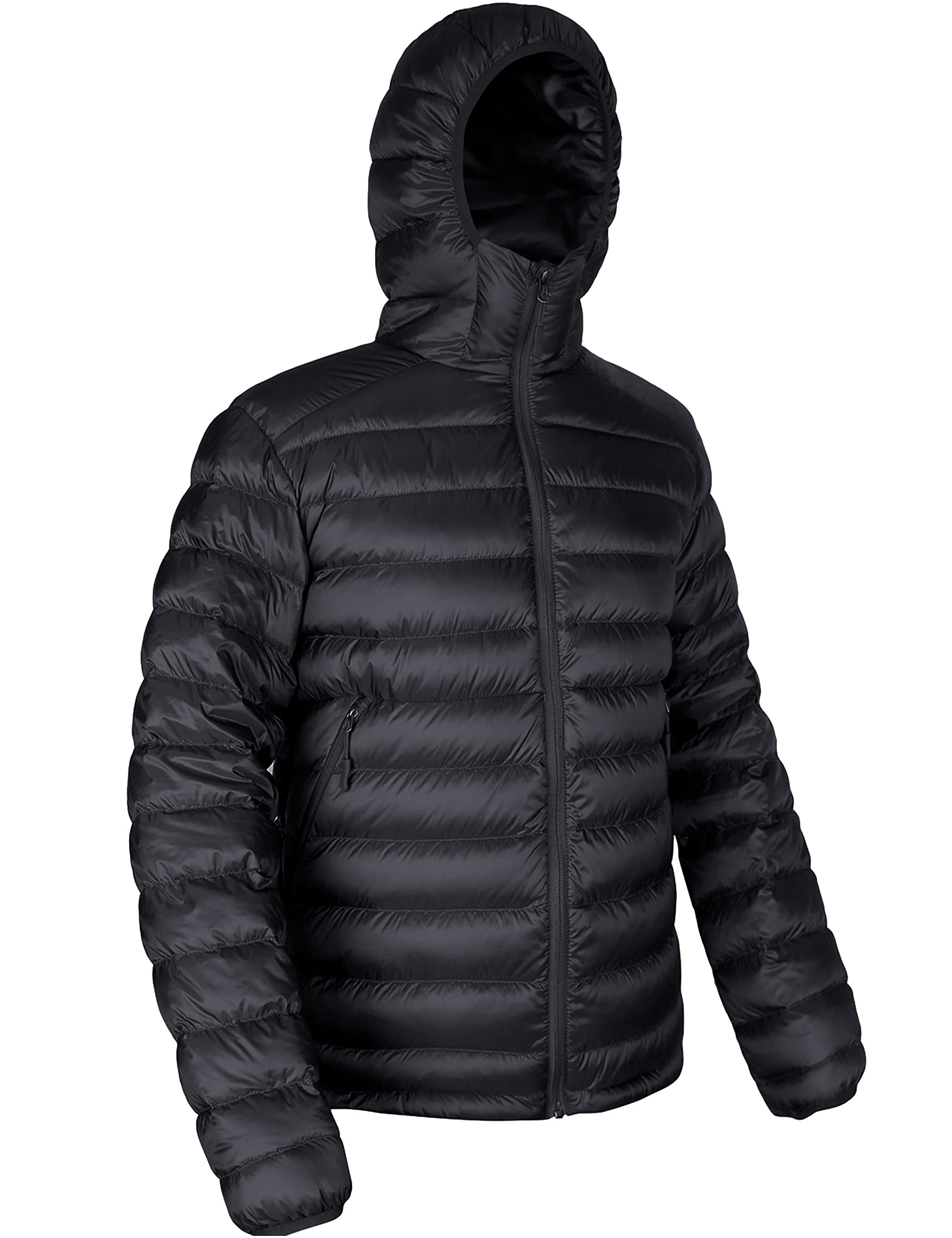 Men's Lightweight Water-Resistant Packable Down Puffer Jacket with Hood - Warm Insulated Winter Coat for Outdoor Activities, Hiking & Travel