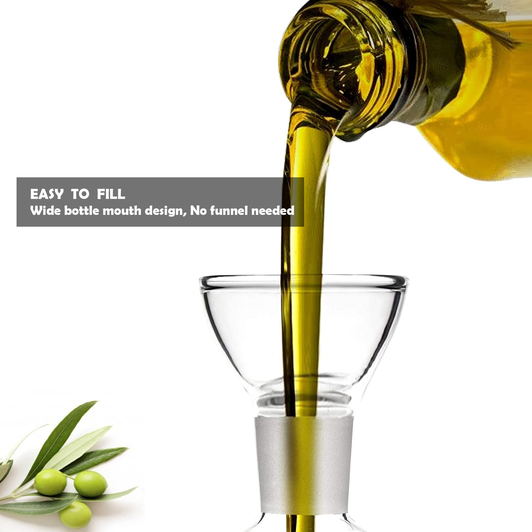 HAIZEEN 18 oz / 500 ml Olive Oil & Vinegar Dispenser Bottle with Non-Drip Spout - Premium Kitchen Oil Pourer for Cooking, Salad Dressing & BBQ - Perfect for Home, Restaurant & Bathroom Use