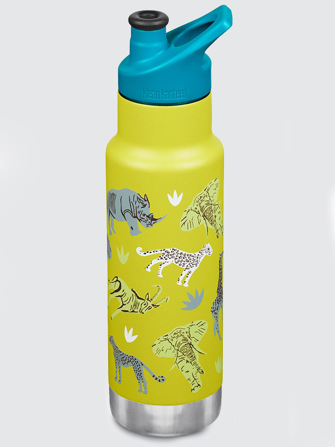 Klean Kanteen Insulated Kids Water Bottle 12oz (355ml) with Classic Sport Cap - Leak Proof Stainless Steel Bottle for School, Sports & Outdoor Activities