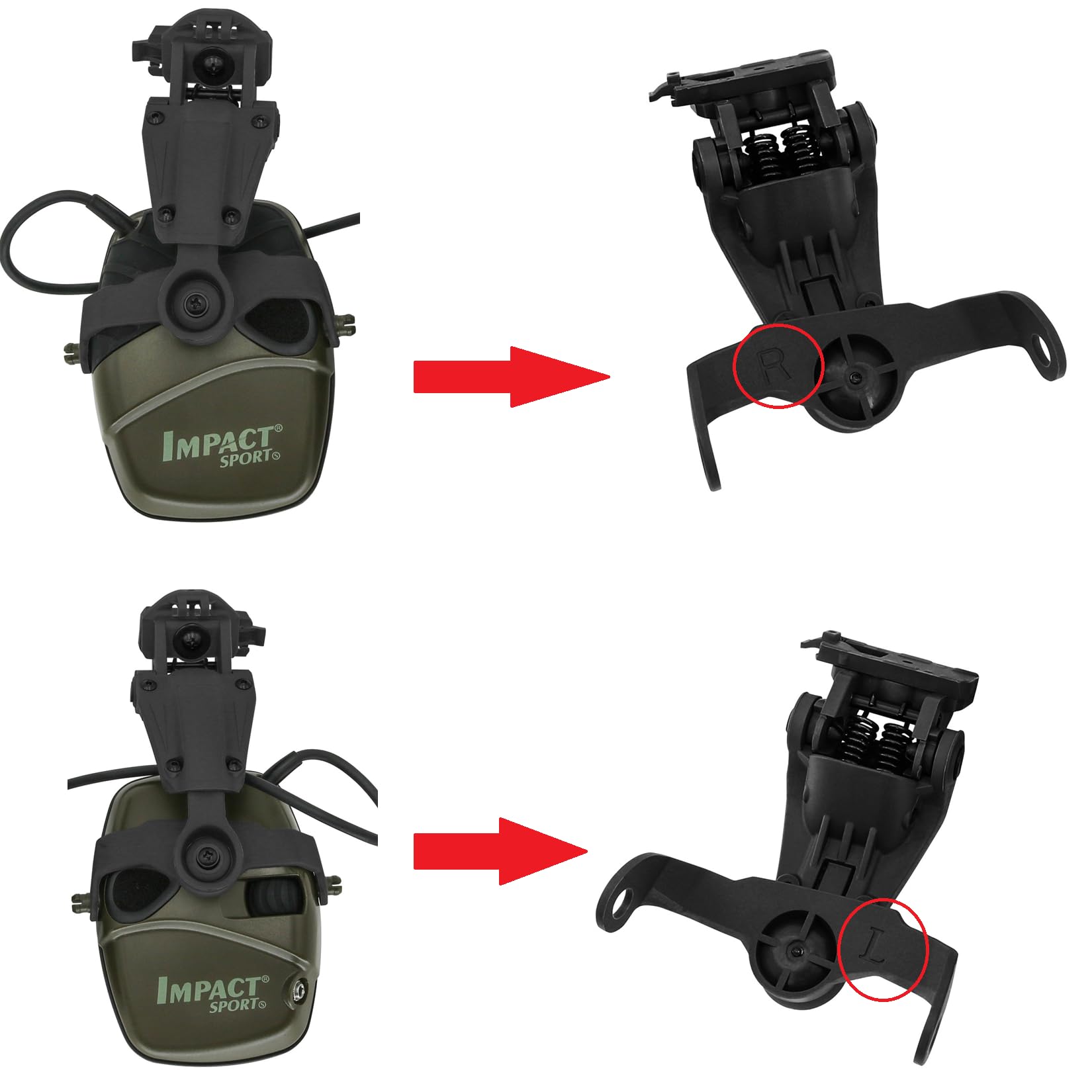 Tactical Helmet ARC Rail Adapter for Howard Leight Impact Sport Earmuffs - Helmet Mount for Shooting Ear Protection - Perfect for Airsoft, Hunting & Range Training