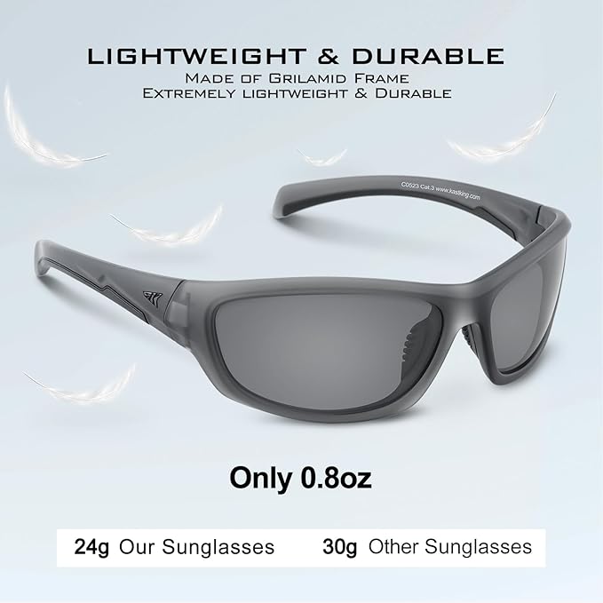 Polarized Sports Sunglasses for Men & Women - UV Protection Wraparound Cat 3 Sunglasses for Cycling, Running, Hiking & Outdoor Activities - Lightweight & Anti-Glare for Enhanced Visibility