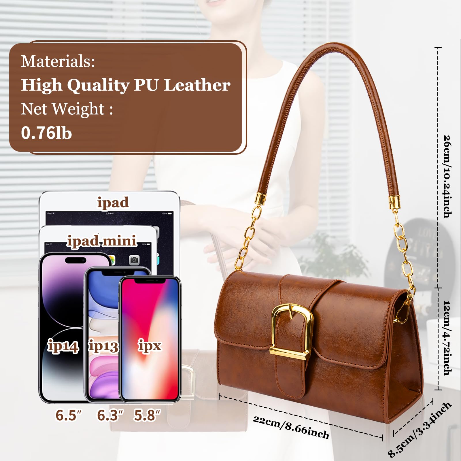 Stylish Women's Crossbody Shoulder Bag - Soft PU Leather Small Purse & Trendy Tote Clutch Handbag for Everyday Use, Work, Travel & Shopping