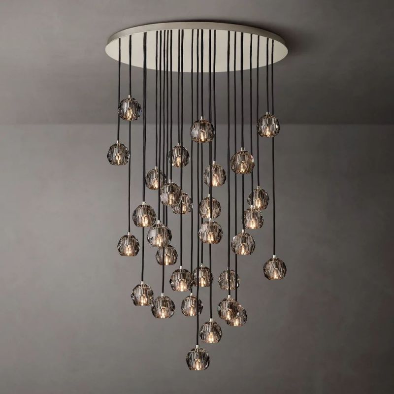 Crystal Ball Cluster Round Chandelier - 40 Inch Modern Ceiling Light Fixture for Dining Room, Living Room, Bedroom & Entryway