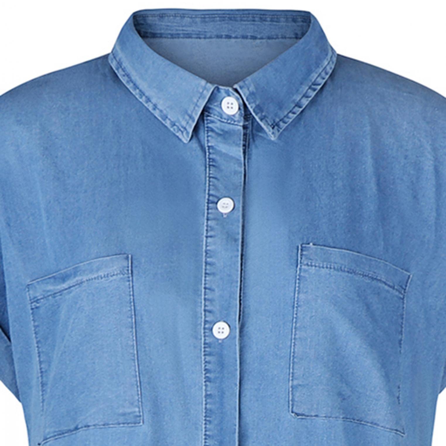 RKSTN Women's Loose Fit Denim Button Down Dress - Casual Short Sleeve Midi Dress for Summer | Perfect for Beach Outings, Weekend Brunch & Casual Office Wear