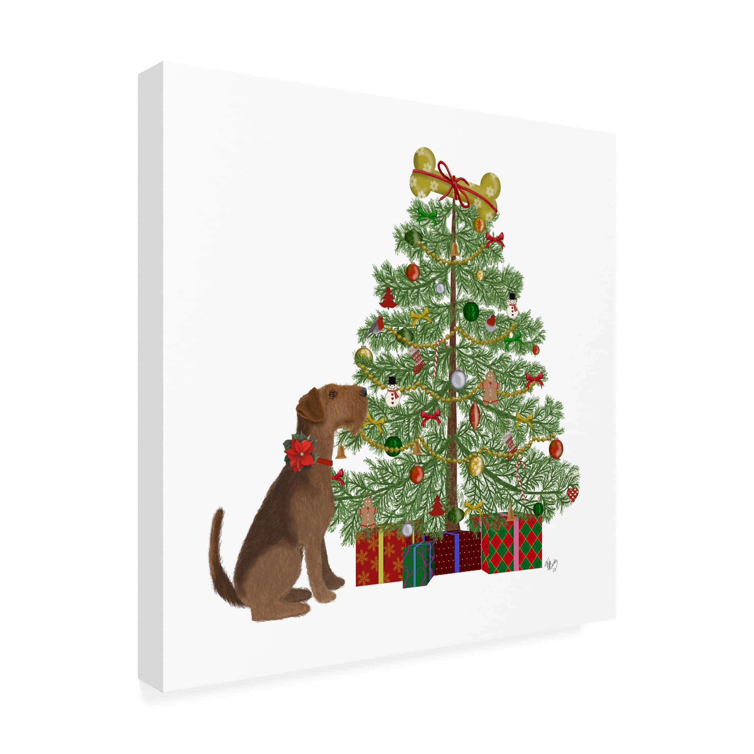 Trademark Fine Art 'Christmas Dog Bone Tree' Canvas Print by Fab Funky - Festive Pet Lover Holiday Decor for Living Room & Office