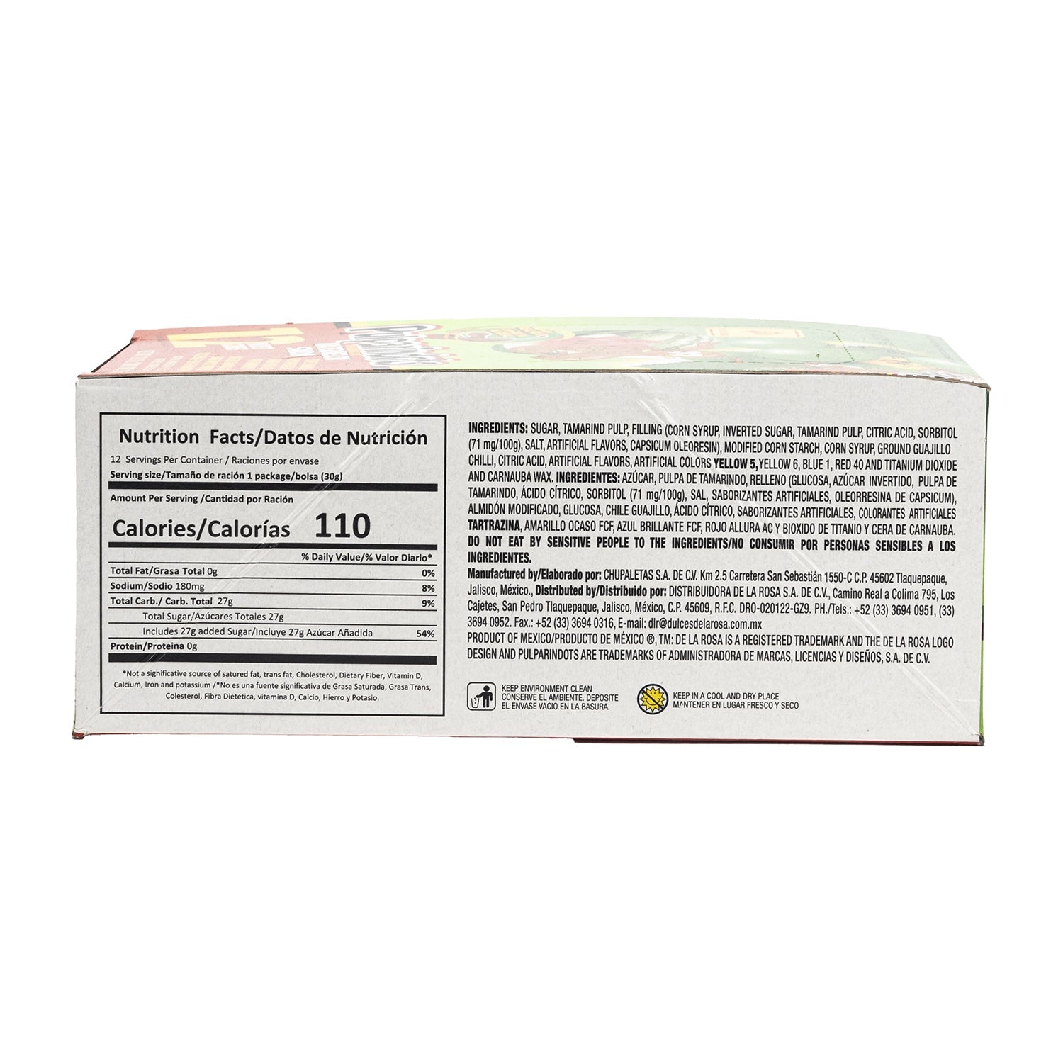De La Rosa Pulparindo Dots Sandia Watermelon Candy - 12ct Box | Mexican Tamarind Candy for Parties, Snacking & Gifting