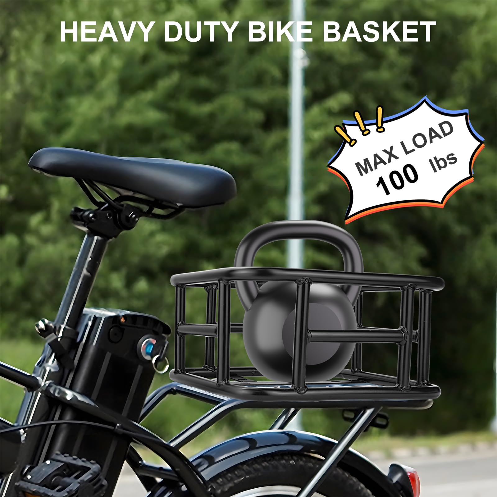 Waterproof Rear Bike Basket with Liner & Cargo Net - Heavy Duty Large Bicycle Basket for Electric Bikes & Ebikes - Perfect for Grocery Shopping, Dog Transport, Bike Trips & Outdoor Adventures