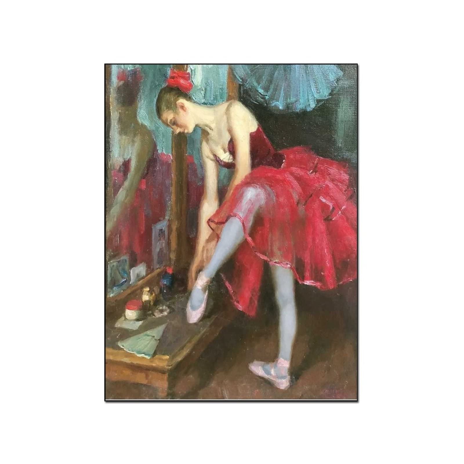 Modern Impressionism Ballerina Oil Painting Art Posters - 24x32 Inch (60x80cm) Canvas Wall Art for Girls Bedroom, Home Decor & Gift Ideas | Perfect for Nursery, Living Room & Office Wall Decor