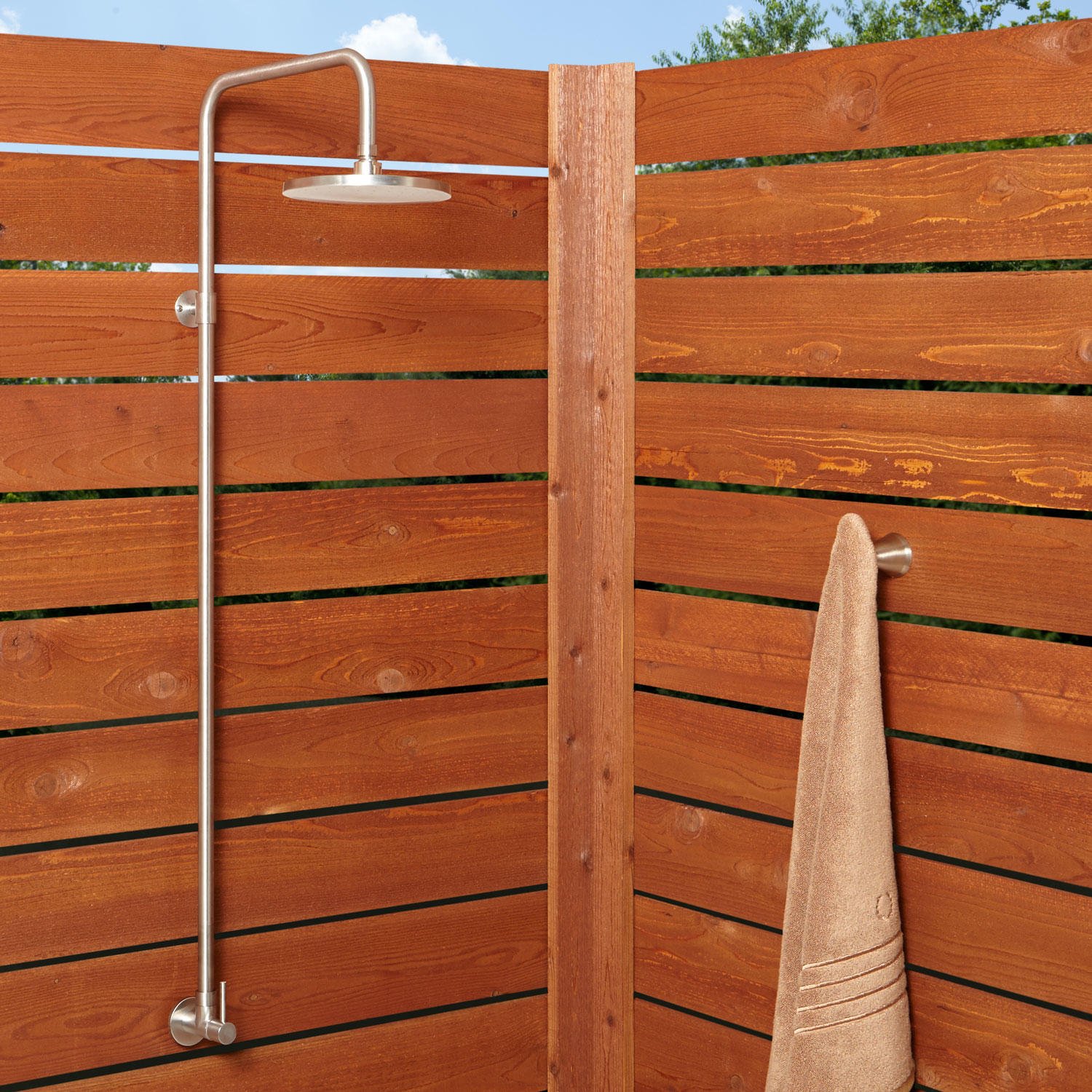 Signature Hardware 401594 Stainless Steel Outdoor Shower Trim Kit with Single Function Shower Head - Corrosion-Resistant for Patio, Poolside & Backyard Use