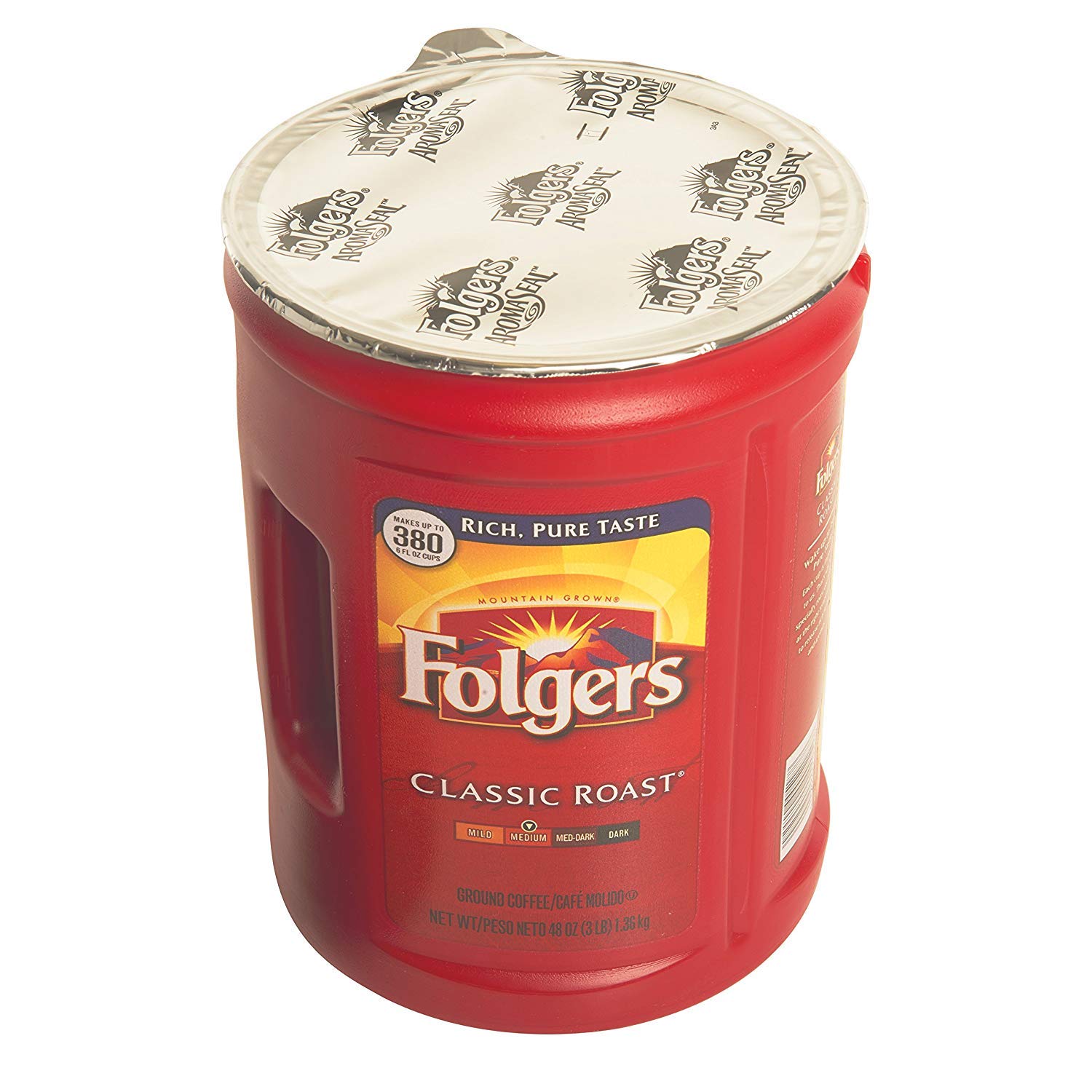 Folgers Classic Roast Ground Coffee 48 oz (4 Cans) - Rich & Smooth Flavor for Morning Brew, Office Coffee Break & Home Use