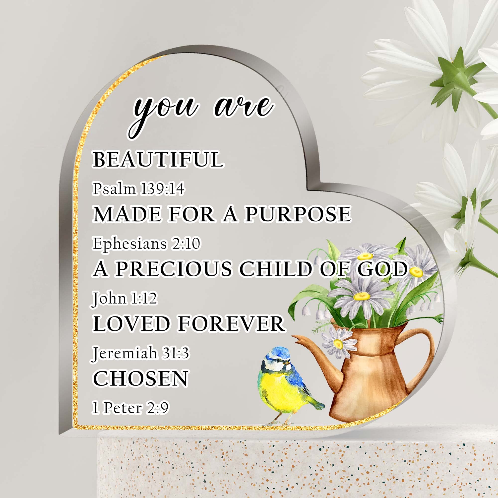 Inspirational Christian Gifts for Women - Bible Verse Acrylic Heart Plaques with Prayer Room & Home Office Decor - Unique Encouragement Gift for Girl, Mom, Friend, Sister - Perfect for Daily Devotion, Faith-Based Decor & Spiritual Encouragement