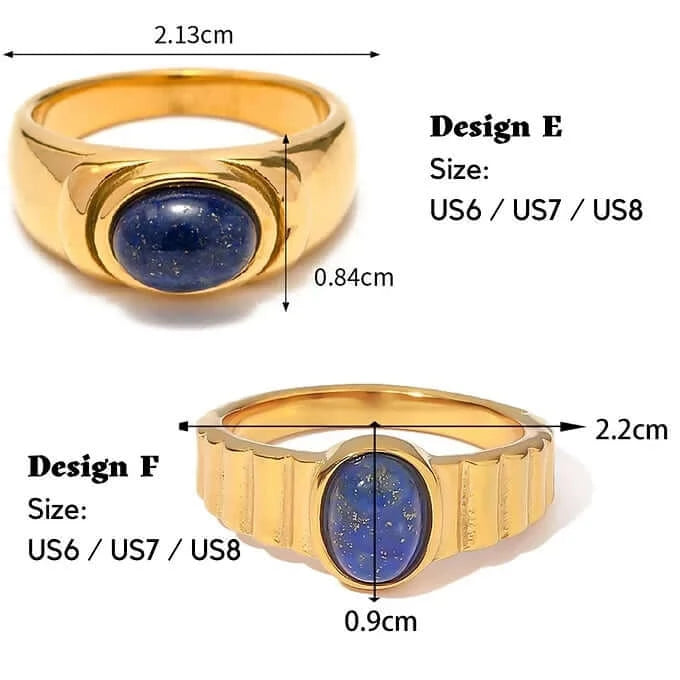 18K Gold Boho Iolite Bezel Thumb Ring for Women | Vintage Bohemian Jewelry | Handmade Adjustable Statement Ring | Perfect for Parties, Weddings & Everyday Wear (JDR046)