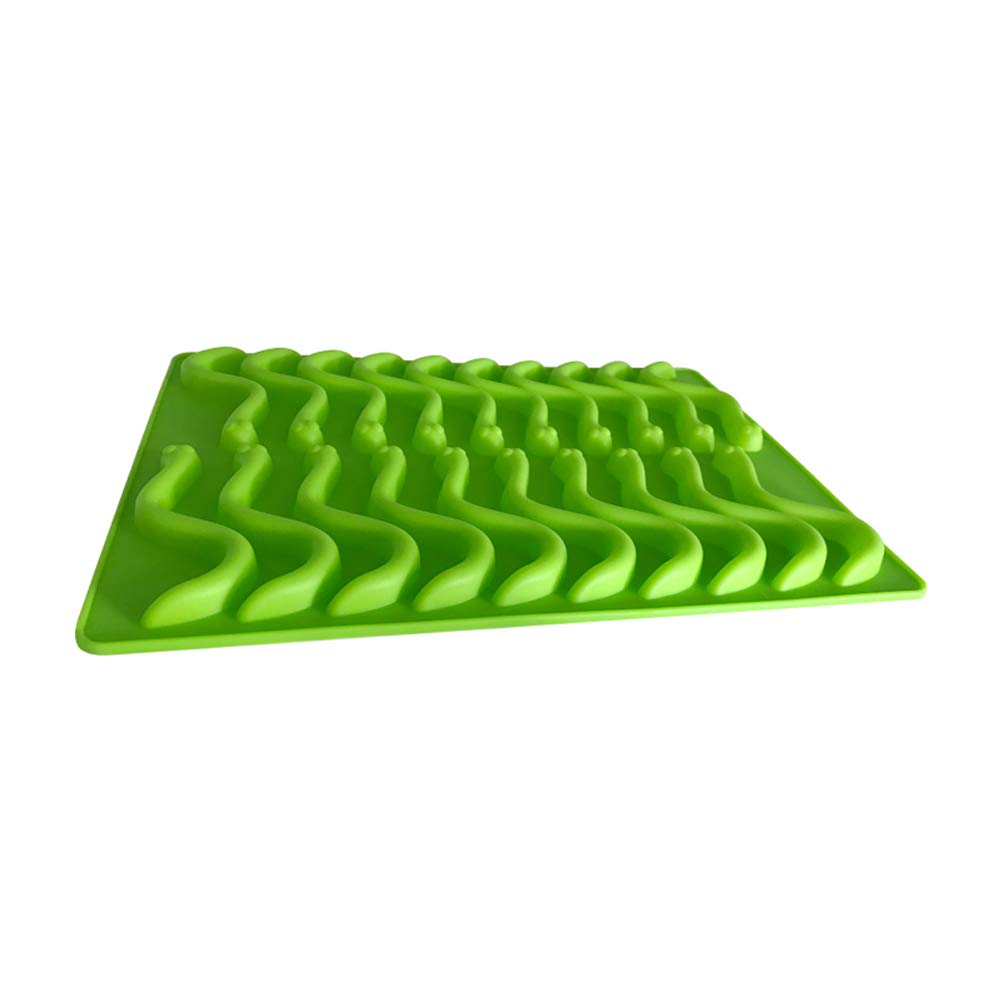Premium 2-Pack Silicone Gummy Worm Molds - 20 Cavities with Bonus Dropper (Red & Green) for Candy Making & Ice Cubes | DIY Treats, Party Favors & Home Baking Accessories