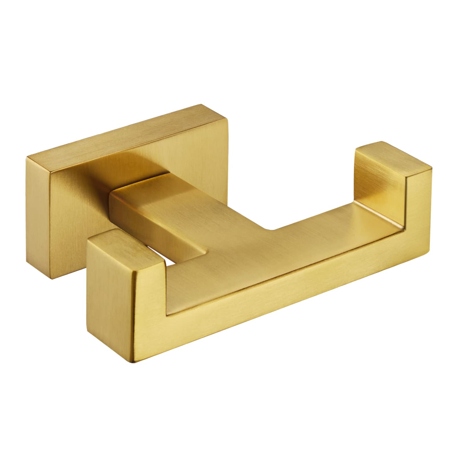 APLusee Brushed Gold Double Robe Hook - 304 Stainless Steel Bathroom Towel Holder & Wall Hanger for Kitchen, Toilet, Cabinet - Perfect for Hanging Robes, Towels and Clothes in Bathrooms & Kitchens
