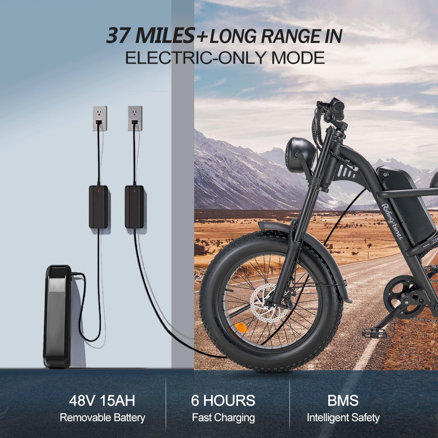 1500W Moped Style Electric Bike - 6-Layer Full Suspension E-Bike with 28MPH Speed & 37-150 Mile Range - 750WH/1500WH Removable Battery - 20