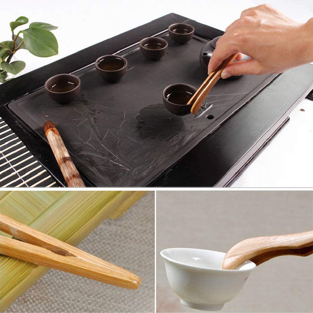 4-Piece 7-Inch Bamboo Tongs Set - Heat-Resistant Kitchen Tongs for Toasting, Cooking & Serving - Perfect for Toast, Tea Sandwiches, Bread, Pickles, Fruit Salad & Meat - Ideal for Breakfast, BBQ, Picnics & Party Appetizers