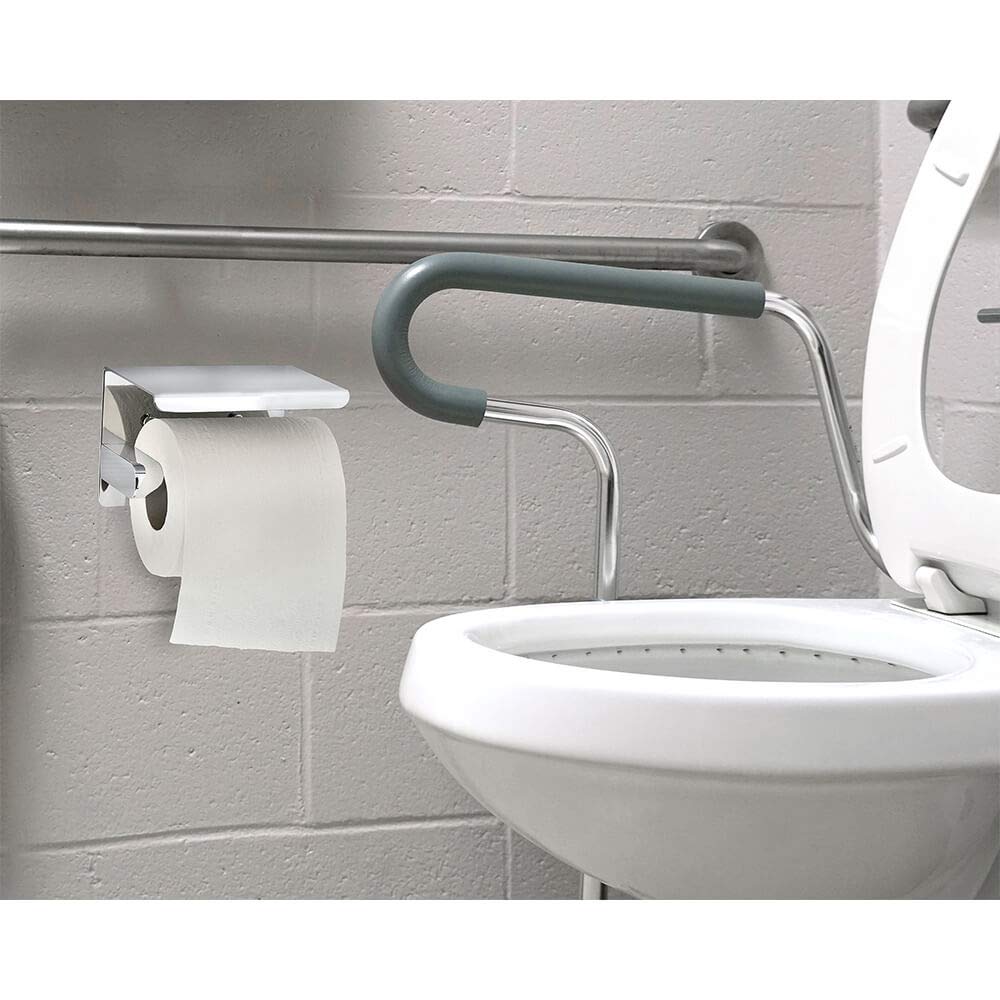 Alpine Wall Mounted Toilet Paper Holder with Shelf - Rust Resistant Polished Chrome Bathroom Tissue Roll Holder, Stainless Steel Toilet Paper Dispenser with Storage Shelf for Small Bathroom, RV & Powder Room